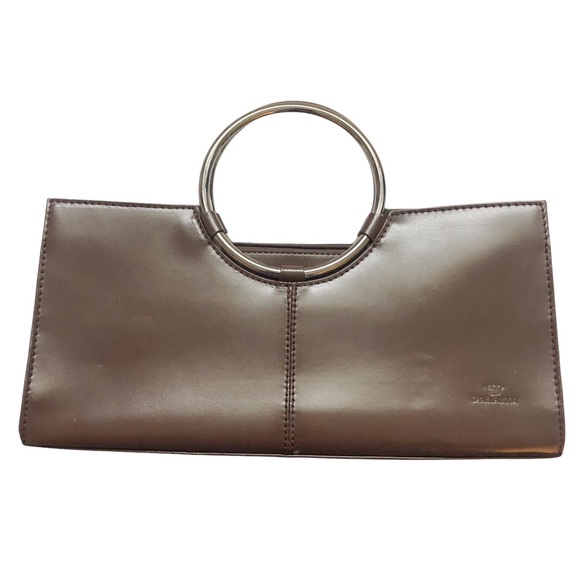 Daniela Moda Chocolate Brown Leather Mod Handbag EUC - Picture 2 of 7